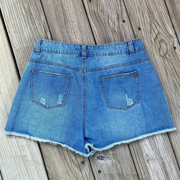 Chelsea & Violet Women's Distressed Cut Off Denim High Rise Shorts Size 27. NEW - Picture 4 of 12